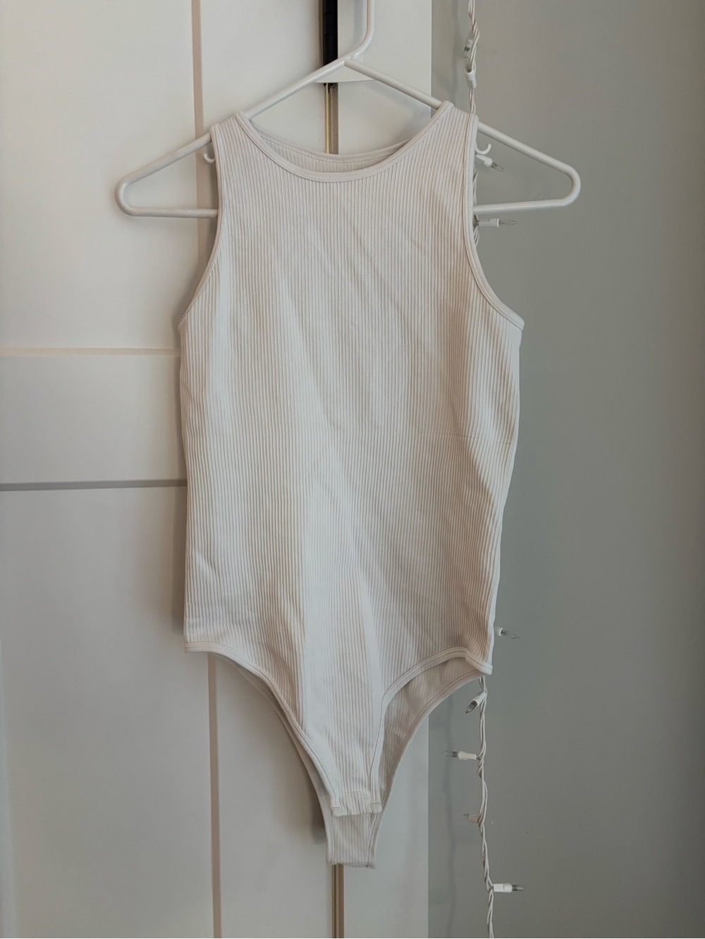 Girls' White Ribbed Tank One-Piece Bodysuit
